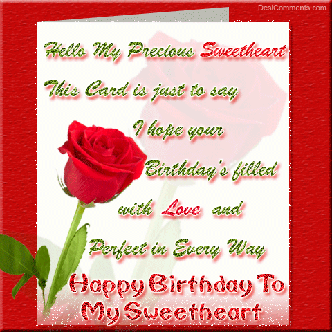 Happy Birthday To My Sweetheart - DesiComments.com