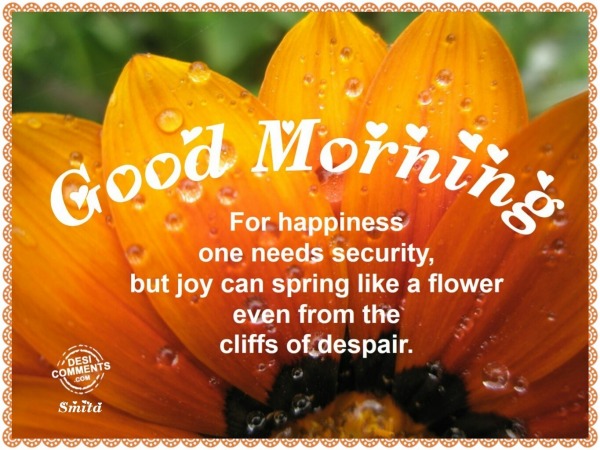 Good Morning – For happiness one needs security