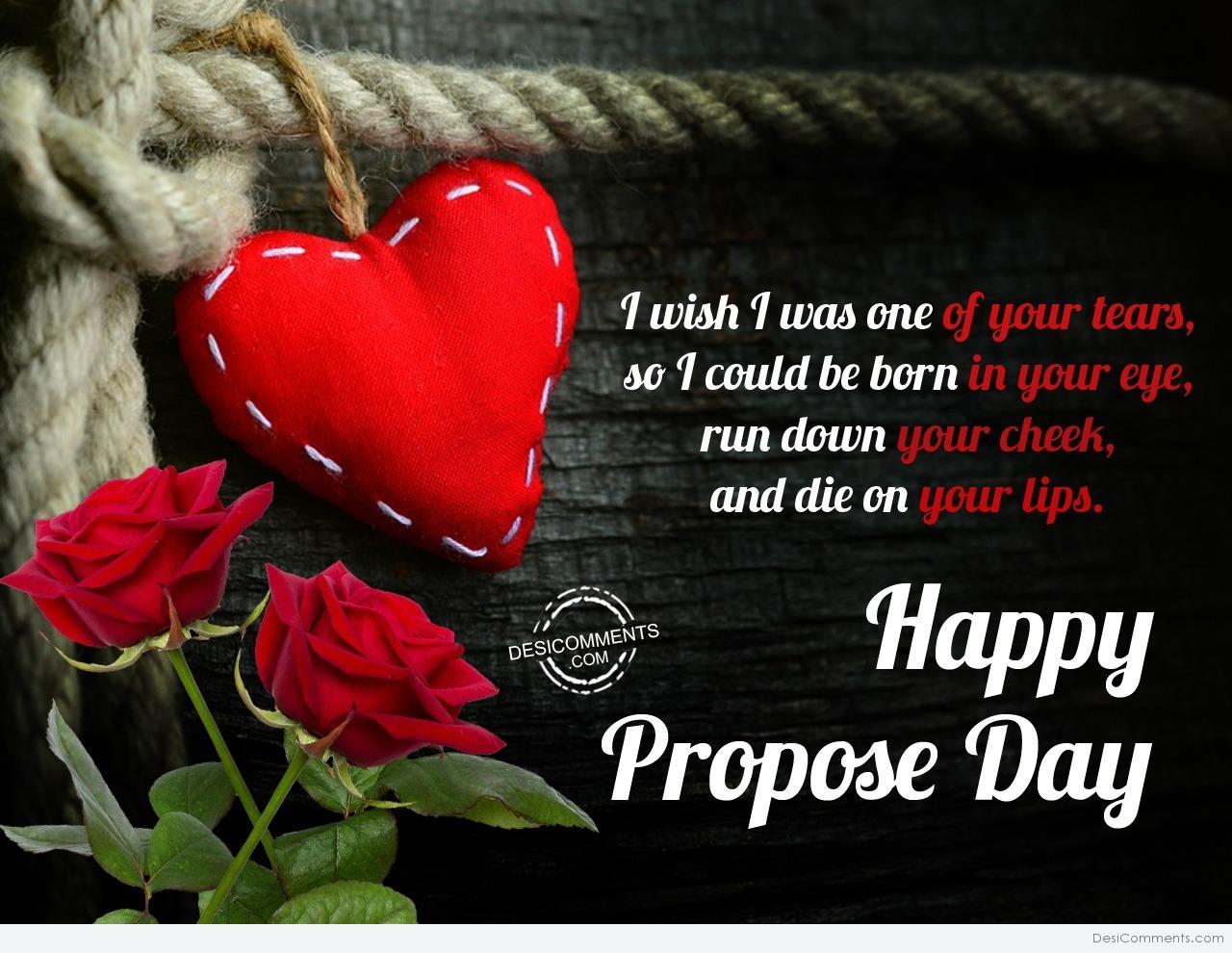 I wish I was one of your tears, Happy Propose Day - DesiComments.com