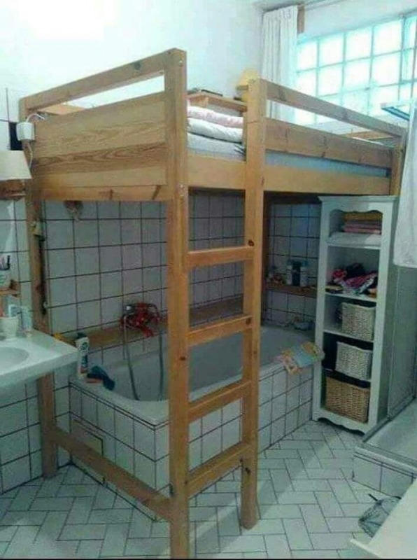 Funny Single Bedroom With Attached Bathroom