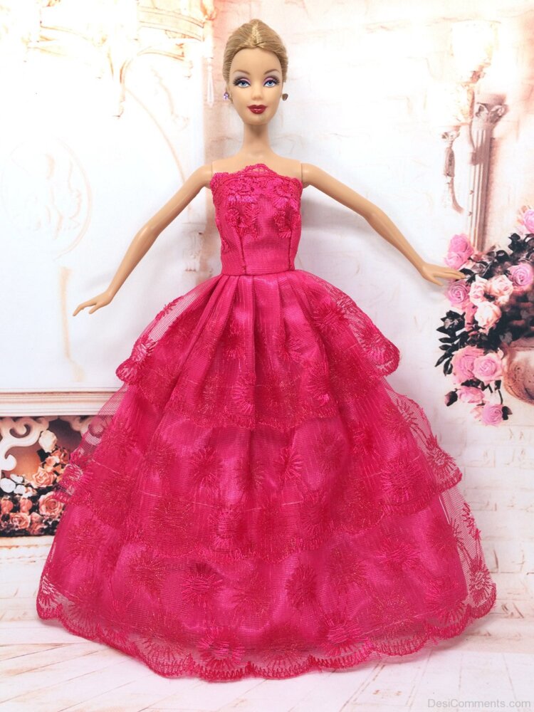 Nice Barbie Doll Wearing Red Dress – Image - DesiComments.com