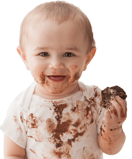 cute baby eating nutella
