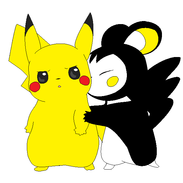 Emolga Kissing Pikachu