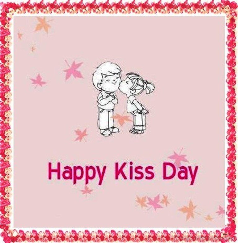 Happy Kiss Day Cute Couple. 