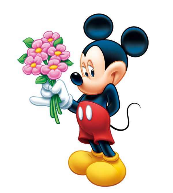 Image Of Micky Mouse With Flowers