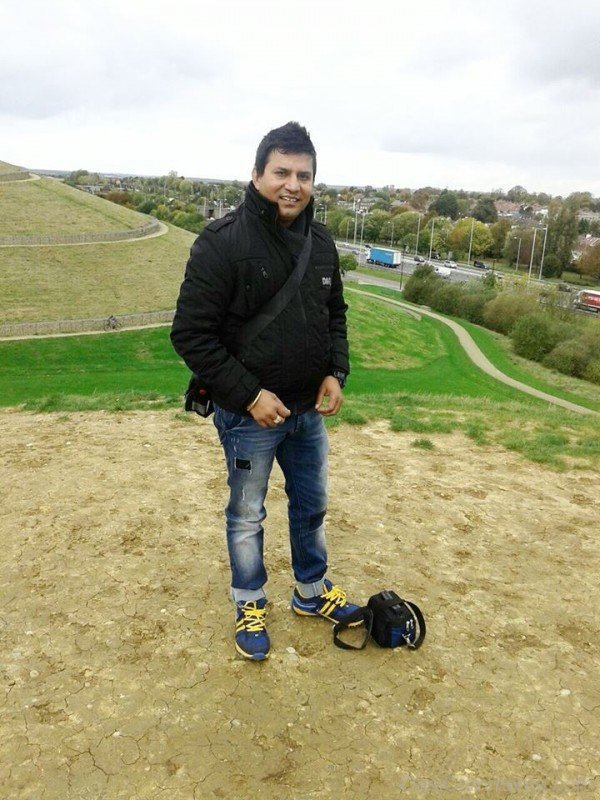 Manjeet Rupawalia Wearing Black Jacket