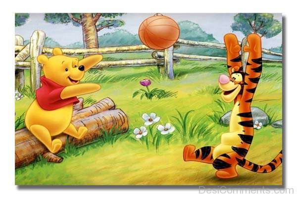 Tigger And Winnie Playing With Basketball - DesiComments.com