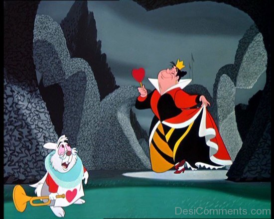 White Rabbit Looking At Queen Of Hearts