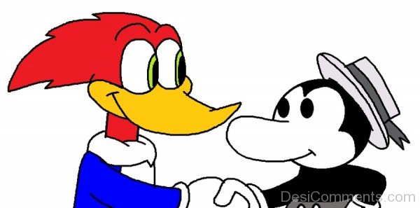 Woody Shaking Hand With Dennis Duck-DC0020